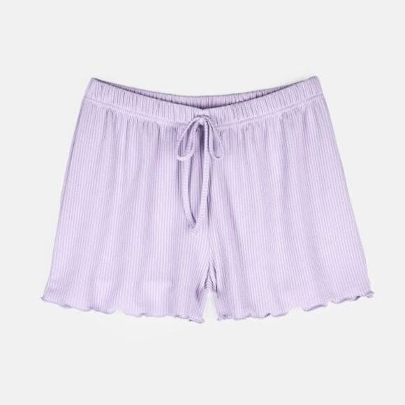 EUC WSLY Ribbed Shorts Size Medium Lavender Drawstring Lounge Pajama Pants - Picture 2 of 14